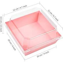 50 Pack Small Charcuterie Boxes With Lids, 4 Inches Paper Bakery Boxes Dessert Boxes Disposable To Go Food Containers Cookie, Cake Slice, Cake, Chocolate Strawberry (Brown)-Ygh - Pink - View 2