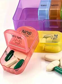 1pc Weekly Pill Organizer, 3 Times A Day, Portable Travel Pill Box 7 Days, With Large Pill Container, Lightproof Pill Box For Vitamins, Medications, Supplements And Fish Oil