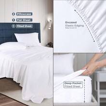 Anic Cotton 300 Thread Count Flat Sheet Percale Weave Basic Bedsheets Neutral Bed Cover Bedroom Hotel Cute Bedding Dr Double Hem Lightweight Sheets King White - White - View 7
