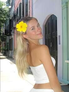 4件套夏威夷花朵发夹，夏季女士发夹，芙蓉花和莲花发夹，人造花发夹，适合假日海滩派对、日常佩戴，波西米亚风发夹，适合女孩婚礼，爪夹，发夹，扁平爪夹，发饰，学习用品