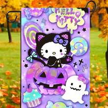 Sanrio Sanrio 2pcs Hello Kitty Halloween 2025 Pumpkin Garden Flag 40cm * 35cm Sanrio Garden Flag Courtyard Outdoor Decoration Halloween Bedroom Decoration (Random Styles Sent)