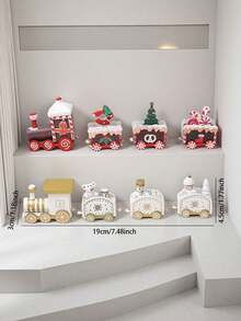 1 szt. Wielokolorowa świąteczna ozdoba w kształcie pociągu/prezent świąteczny/noworoczna ozdoba na biurko do domu w kształcie pociągu z kreskówek