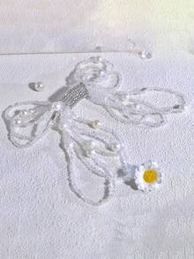 1 件精致水晶装饰蝴蝶结发夹复古宫廷风格设计发饰婚礼派对日常休闲度假装饰头饰万圣节 - 白色 - 查看 9