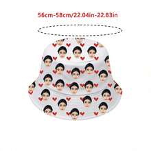 1pc Customizable Handmade Bucket Hat With Personalized Portrait/Photo Print - Multicolor - View 2