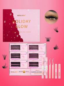 RITALASH 48PCS D Curl Cluster Lash DIY Eyelash Extensions Long Individual Lashes Mixed Tray Lash Clusters Extensions DIY Cluster Lash At Home With Bond And Seal Tweezer And Cluster Lash Remover For Christmas - Black - View 10