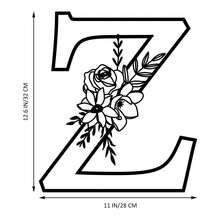 1 pieza Cartel de metal con Flor y Letra, Combinación personalizada de nombres, letras iniciales y palabras, Decoración de pared de arte de metal, Decoración DIY de fondo de boda, Regalo para el hogar