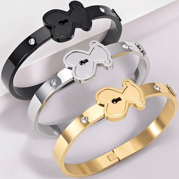 قطعة واحدة من أساور الزوجين المترابطة المصنوعة من الفولاذ المقاوم للصدأ ، إكسسوار عصري وشامل، مناسب للارتداء اليومي للنساء