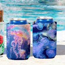 1 pieza Funda para latas - Enfriador plegable de neopreno para latas, perfecto para cerveza, bebidas energéticas y artículos esenciales para vacaciones de verano - Multicolor - Ver 5