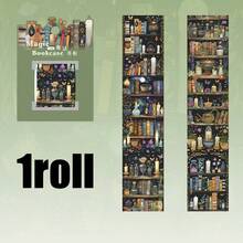 1卷胶带、魔术书柜系列、复古阅读风景PET胶带、剪贴簿用品、笔记本用品、装饰相框、手机壳、水杯、垃圾桶、文具盒、DIY个性贴纸、学校用品、返校用品 - 彩色 - 查看 12