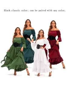 3 piezas Corsé de mujer, Chaleco de moda de la serie oscura, Conjunto de primavera/verano con cinturón de cintura estilo corte francés (Corsé de disfraz de Halloween), Elástico con cierre ajustable de gancho y bucle - Multicolor - Ver 4