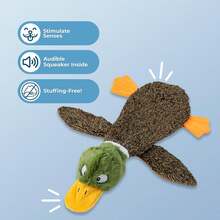 Best Pet Supplies Juguete 2 en 1 Divertido para Perro sin Relleno, tamaño Mediano (Pato Salvaje, Liebre, Ardilla, Paquete de cocodrilo) (PT07-08-45-47-M) - Pollo arrugado (amarillo) - Ver 2