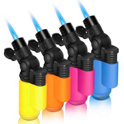 4 Pieces/Pack Jet Flame Torch Lighter, Butane Gas Refill, Windproof, Portable Mini Torch Gas Lighters For Kitchen BBQ Outdoor Candle, Grill, Creme Brulee (Gas Not Included)