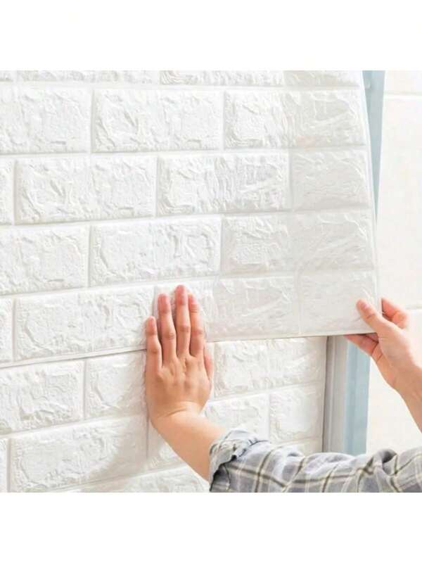 20 Stück 3D Wandfliesen Aufkleber, leicht anzubringen und abzuziehen, rein weiße rechteckige selbstklebende wasserfeste Wandaufkleber, leicht zu reinigen und frei zuschneidbar, geeignet für Küche, Wohnzimmer, Badezimmer, Flur Tapete Wandaufkleber Raumdekoration