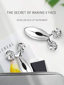 Mini Face Massager, 1pc 3d Manual Roller Massager Y Shape 2-Round 360 Degree Rotation Face & Neck & Body Shaping Massage Instrument, Facial & Body Massage & Relaxation Beauty Skincare Tool, Silver, Mother's Day Gift - Silver - View 1