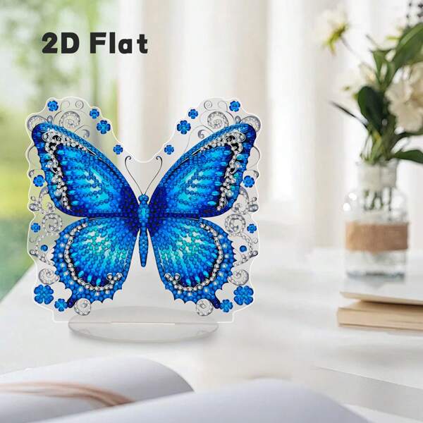 1/2pc 2D Flat Printing DIY Diamond Art Kit, Fantasy Butterfly Acrylic Decorative Piece, Home Desktop Decor, Handcraft Experience, Mosaic Diamond Painting Artwork, Suitable For Bedroom, Living Room, Study, Desktop Decor, Gift For Festivals