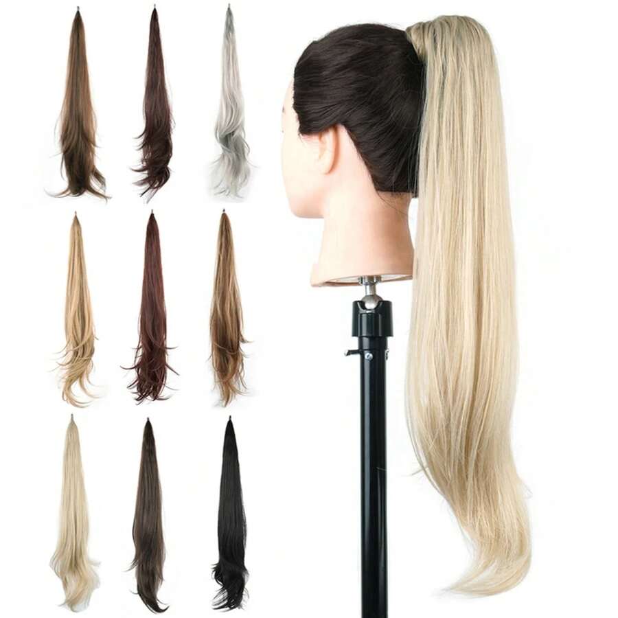Soowee, cola de caballo de capas largas, extensión de cabello sintético, cola de caballo rubia, coletas de pelo flexibles, postizos HHJE - 16 - Ver 1