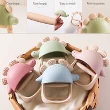 Silicone Dinosaur Teether, Infant/Toddler Chewing Toy With Dopamine Color, Adorable Animal Teether For Teething & Self-Soothing - Multicolor - View 9