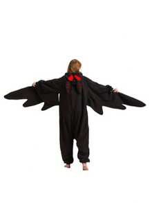 Adult Cartoon Moth Costume, Halloween One-Piece Role-Playing Animal One-Piece Pajamas, Christmas Pajamas - 黑色 - 查看 5