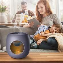Grey Ceramic Oil Burner For Aromatherapy Relaxation Spa Aroma Lamp Aroma Burner 15cm Height 10cm Room Dr Aroma Ential Oil Burner Big Tealight Holder Scentsy WarmerM - Grey - View 7