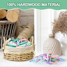100pcs/Pack Colorful Wooden Clothespins, 2.9 Inch Crafts Clips, Soft Color Household Clothespin For Hanging Pictures, 10 Colors Assorted