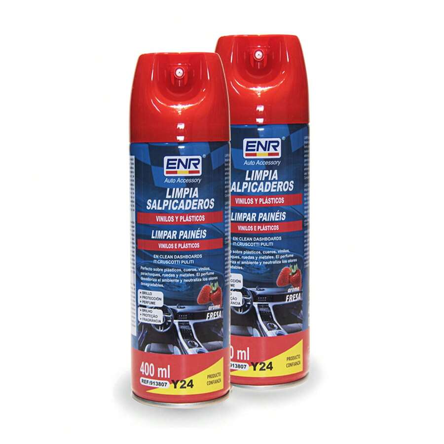 ENR Limpia Salpicaderos Coche, Limpiador Tapiceria Coche, Limpiador Abrillantador de Interiores Coche,Productos Limpieza Coche,Premium Detail,Más vendido Producto estrella--400ml - Fresa x2 - Ver 1