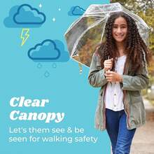 Totes - Paraguas de burbujas transparentes para niños con toldo cúpula, diseño ligero, paraguas de protección contra el viento y la lluvia, Azul, Kids - 38" Canopy, Paraguas de burbujas transparentes - Por supuesto - Ver 5