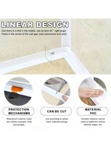 1pc Self-Adhesive White Waterproof, Mildew Resistant Caulk Strip, Suitable For Kitchen Sink, Bathroom, Toilet, Bathtub, Floor, Wall Edges Protection And Sealing