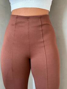 Women's Casual Elegant Split Riding Trousers - Óxido marrón - Ver 2