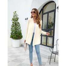 Newchoice Womens Casual Lightweight Long Sleeve Cardigan Soft Drape Open Front Fall Dusters (S-3XL) - Light Apricot - View 8