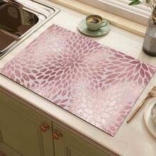 1pc Floral Pattern Coffee Maker Dish Drying Mat - Diatomaceous Earth Printed Drain Mat, Kitchen Counter Mat, Utensil Mat - Dish Drying Mat, Soft Diatomite Suitable For Kitchen Counter, Applicable For Coffee Makers, Espresso Machines, Etc.