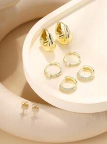 IRONBOX 4 perechi cercei mici din aur pentru femei, hipoalergenici, placați cu aur de 14K, seturi de cercei groși pentru piercing-uri multiple, cercei delicați, set de bijuterii drăguțe din argint pentru cartilaj, cadouri