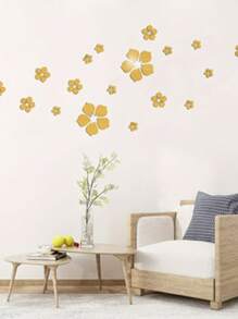 Set da 18 pezzi di adesivi da parete decorativi in fiore acrilico rimovibile, decorazione murale fai-da-te in 3D, decorazione domestica resistente all'acqua e all'olio per soggiorno, camera da letto, bagno, corridoio, ufficio. Un ottimo regalo per Natale, matrimonio, compleanni, anniversari, laurea e occasioni speciali. (Argento/Oro/Nero)