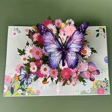 1pc SwammCard Vibrant 3D Pop-Up Greeting Card With Colorful Butterflies & Daisies - Perfect For Birthdays, Teacher Appreciation, Thanksgiving, Anniversaries, Weddings & Mother's Day - Unique & Memorable Celebration Tool For Everyone - 古銅色蝴蝶 - 查看 5