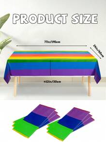 1pc/2pcs Rainbow Pattern Disposable Square Plastic Tablecloth, Waterproof & Oilproof, Suitable For Events, Gatherings, Parties