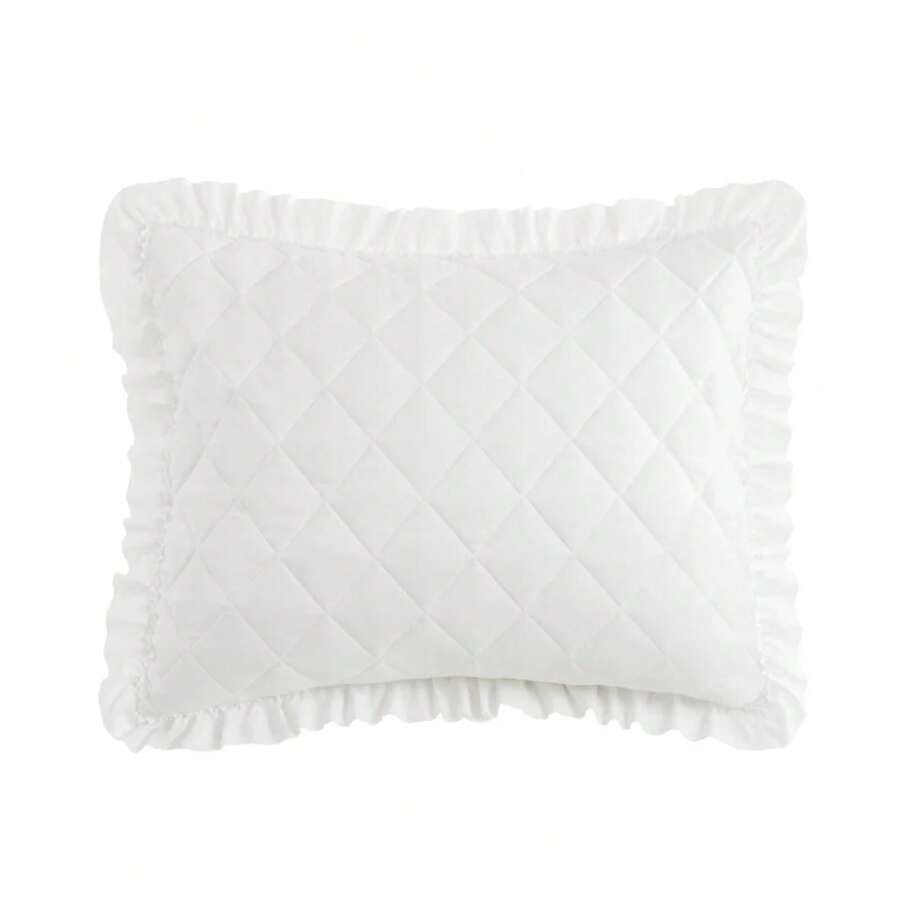 Armoire Collection White Ruffle Pillow Sham – 26x20", Decorative, Shabby Chic, Machine Washable, Set Of 2 - 1 - View 1