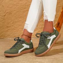 Women's Summer Mesh Slip-On Shoes, New Spring & Autumn Casual Flat Soft Bottom Anti-Skid Color Block Outdoor Sports Sneakers - Green - View 6