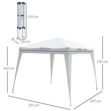 Outsunny Outsunny Carpa Plegable 2.4x2.4m Cenador de Jardín Impermeable Diseño Pop Up de Acero y Cubierta de Tela Oxford Gazebo para Exterior