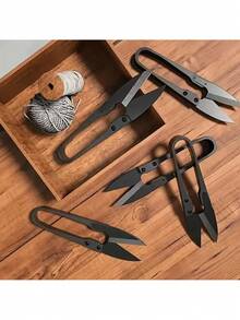 1 Piece High-Quality Black Carbon Steel U-Shaped Small Scissors – Thread Cutter And Yarn Trimmer With Spring Design – Ideal For Sewing, Embroidery, Tailoring, And DIY Crafts – Great For Household Use, Garden Plant Bud And Leaf Trimming, Mini Precision Cutting Tools For Needlework - Multicolor - View 8