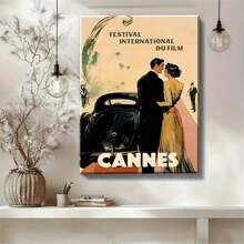 1 Piece Of Cannes Film Festival Vintage Poster Wall Art Painting Frameless Canvas Printing, Suitable For Traditional And Modern Style Home Decoration In Living Rooms, Bathrooms, Bedrooms, Kitchens, And Home Offices. Canvas Art Wall Decoration Is Perfect For Room Decoration
