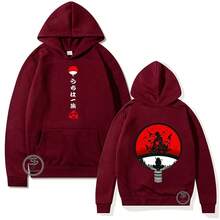 Itachi Anime Sweatshirt Unisex Cartoon Otaku Fashion Cold Weather Blouse With Pocket And Hood Flannel Print Front And Back - màu đen - Xem 4