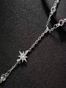 1 pièce Bracelet constellation de strass simple, style géométrique étoile mode multi-porter, bracelet en cuivre lié bohème décontracté pour Halloween