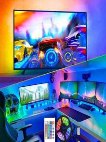 RGB LED Strip Lights, TV Backlight With 24-Key Remote And Wireless Control, Suitable For Gaming, Bedroom, Party, Kitchen, Living Room, Holiday, Christmas, Ceiling, Wall, Indoor And Outdoor Decor, Party Supplies, Home Decor, Christmas Gift, Graduation Gift, Birthday Gift, Halloween Decor, Party Mood Lighting - Multicolor - View 4