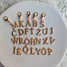 1pc Elegant Gold Initial Keychain Lobster Clasp Charm Pendant Decoration Accessory - Yellow Gold - View 2