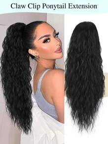 Ponytail Extension Claw 30" Long Curly Pony Tail Claw Clip In Hair Extension Fluffy Natural Looking Synthetic Hairpiece For Women