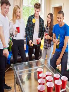 12pcs Beer Pong Set With 12 Cups And 12 Balls, Tabletop And Floor Use, Halloween Decoration Game, Couples Game, Halloween Party Decor, Games > Party Games, Pool Beer Pong, Couples Game Night, Dobble, Card Games, Adult Drinking Games, Family Games, Board Games, Beer Pong, Singles Party Games - Multicolor - View 8