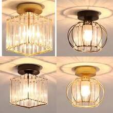 1 Nordic Hallway Light, Hallway Foyer Balcony,  Creative, Personalized, Entrance Gold Light Luxury Crystal Ceiling Light - Crystal Glass Small Ceiling Lamp - View 1