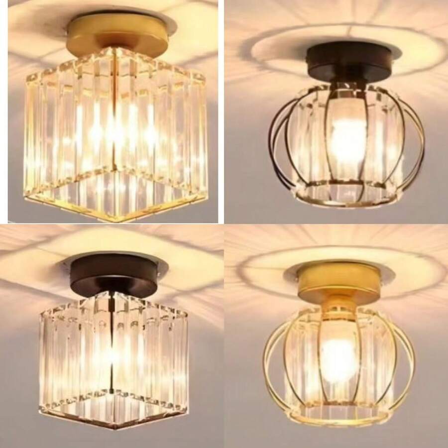 1 Nordic Hallway Light, Hallway Foyer Balcony, Creative, Personalized, Entrance Gold Light Luxury Crystal Ceiling Light - Crystal Glass Small Ceiling Lamp - View 1