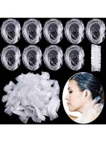 50/ 100/ 200/ 500 قطعة أغطية أذن قابلة للتخلص منها ، مقاومة للماء لأغراض الصبغة والاستحمام والعناية الجمالية، لحماية فتحة الأذن