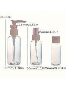 1 pièce/7 pièces Bouteilles de voyage, Ensemble de bouteilles rechargeables avec sac de toilette, conteneur de liquide vide, bouteille de distribution de liquide étanche, sac cosmétique de transport, pot de crème, accessoires de voyage, kit de bouteilles de voyage, Ensemble de contenants de toilette portables étanches, Contenants cosmétiques de taille cabine en PP transparent pour lotion, shampoing, crème, savon avec sac portable, Kit de bouteilles de voyage avec Escarpins