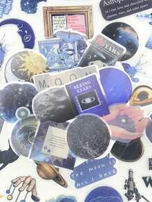 50pcs Planetary Universe Sticker Beautiful Galaxy PET Transparent Decals For Laptop Luggage Computer Skateboard Journal Scrapbook Phone DIY Decorate Sticker - Multicolor - View 7